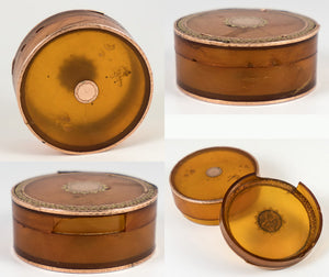 Fine Antique c.1700s French Blond Tortoise Shell Snuff or Patch Box, 18k Gold Pique, Trim - Museum Piece!