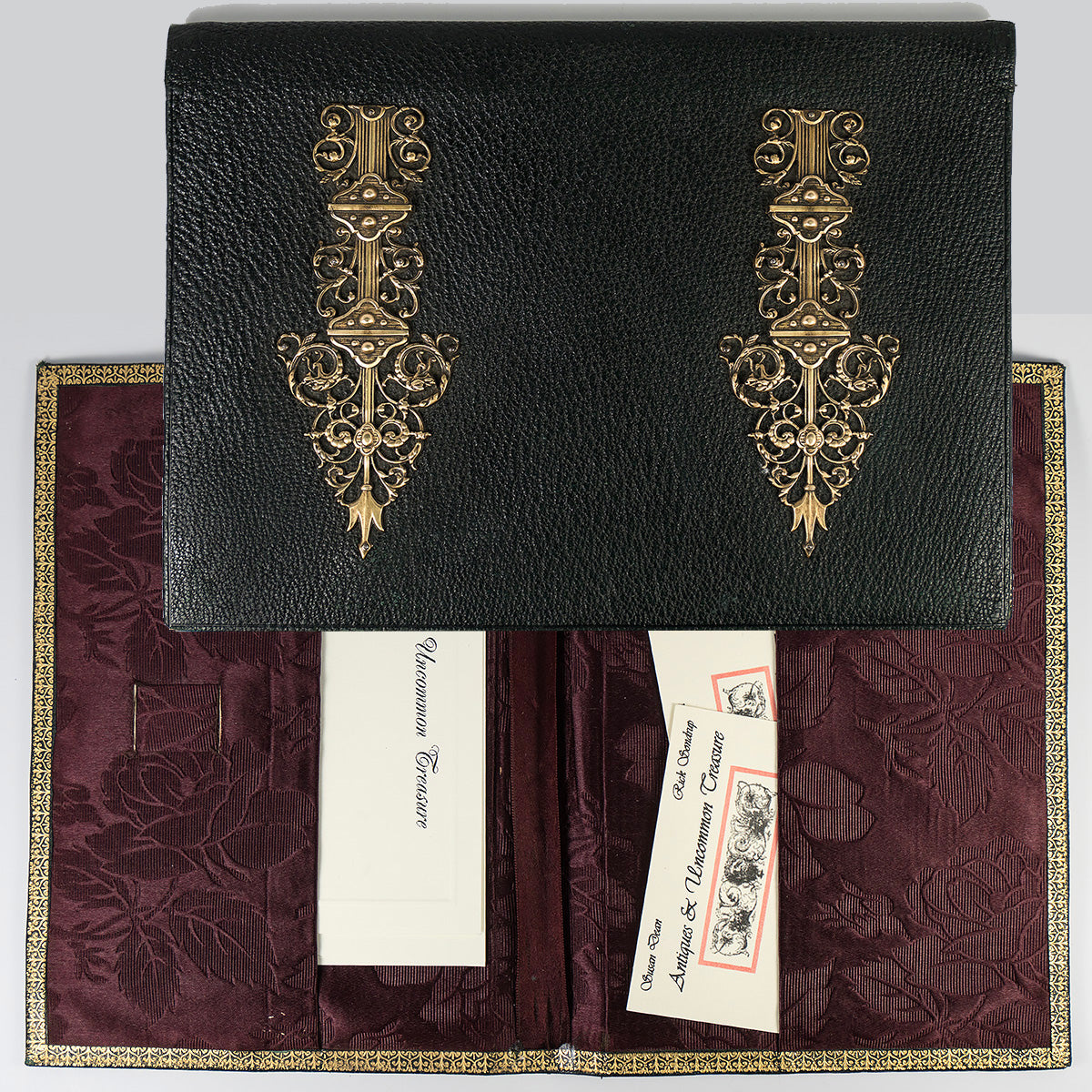 Antique French Stationery Folio, Writer's Leather Card, Note, Envelope Case, c.1880