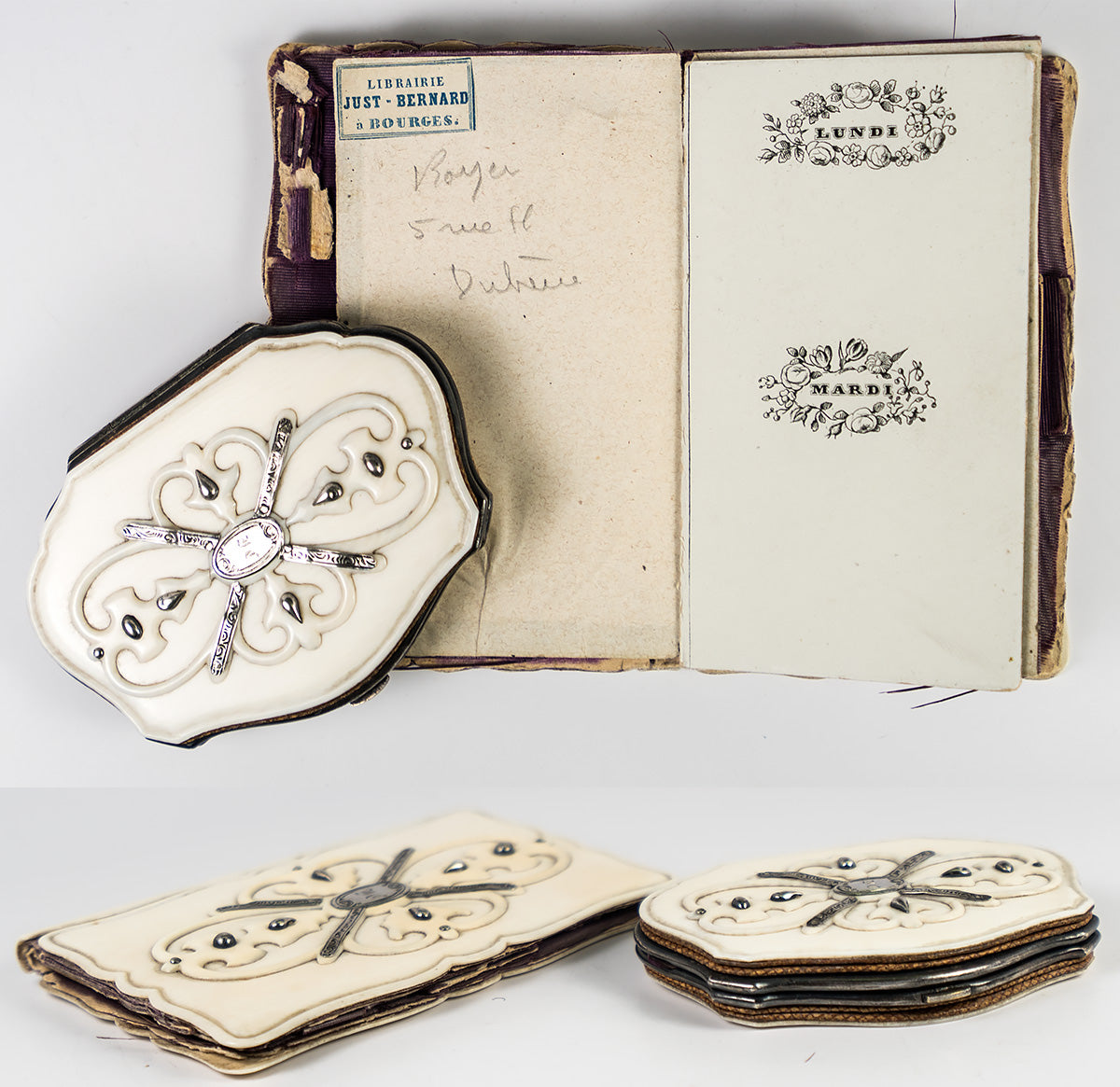 Antique Palais Royal French Coin Purse and Aide d'Memoire Note and Card Case, in Palais Royal Presentation Box