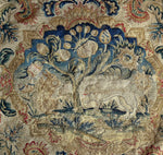 RARE Louis XIV C.1680-1730s Point de Saint-Cyr French Wool and Silk Tapestry, Leopard, Rabbit
