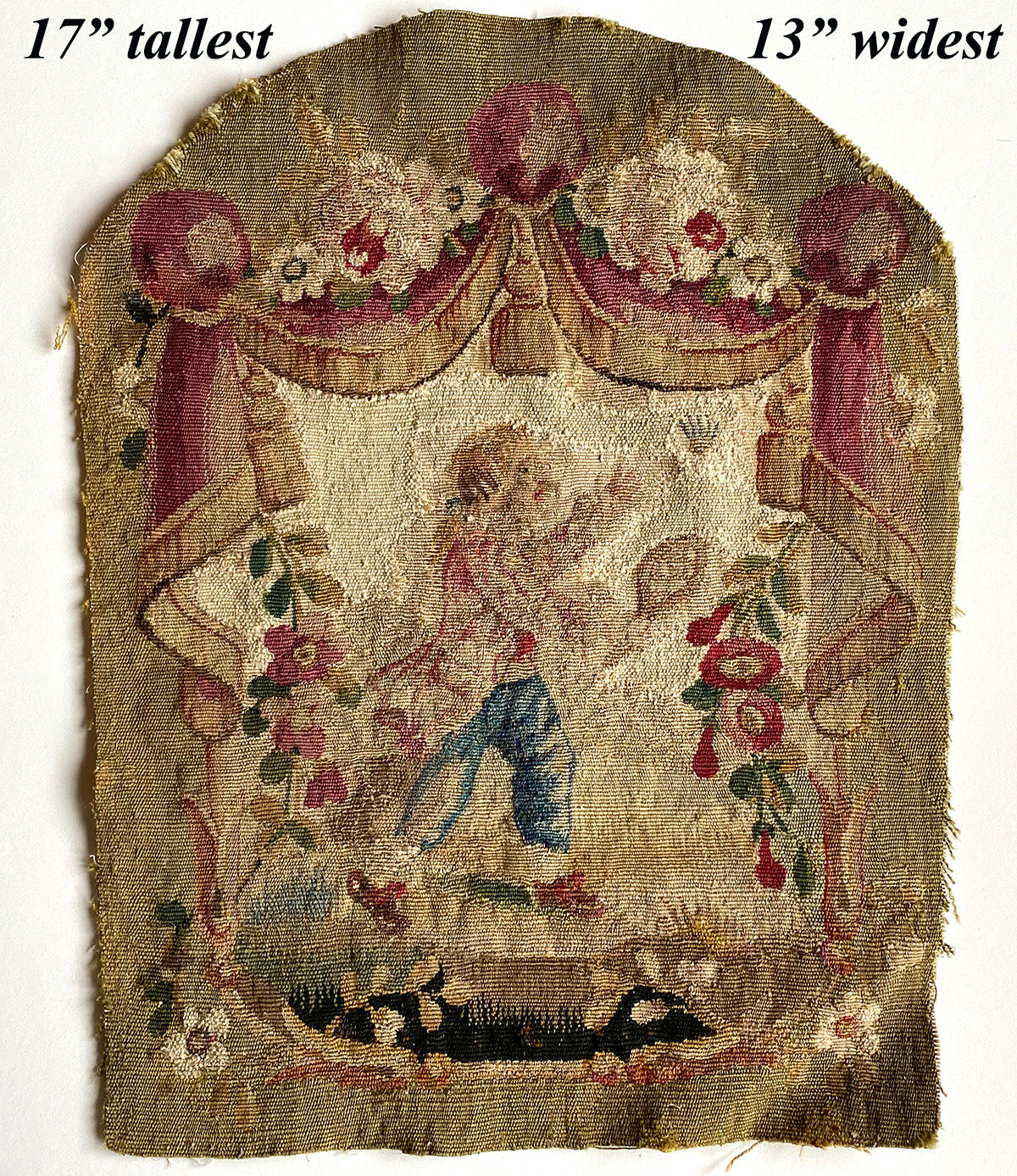 PAIR: Antique Aubusson or Gobelin Wool and Silk Woven Chair Back Panels for Pillow Tops, 1700s.