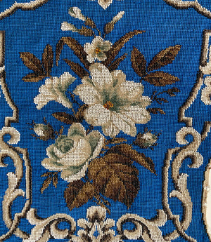 Antique Victorian Era Beadwork Needlepoint Slipper Chair Back Panel, for Pillow Top