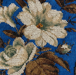 Antique Victorian Era Beadwork Needlepoint Slipper Chair Back Panel, for Pillow Top