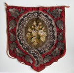 Antique Victorian Glass Beadwork and Needlepoint Fire Screen Panel for Pillow Top, Floral
