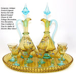 Antique French Liqueur Aperitif Decanter PAIR, Cordial Stems & Tray, Likely George Sand