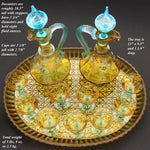 Antique French Liqueur Aperitif Decanter PAIR, Cordial Stems & Tray, Likely George Sand