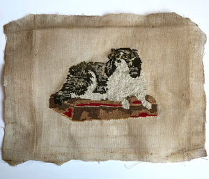 Antique Victorian Needlepoint, Dash, Dog, Spaniel of Queen Victoria c,1842-42