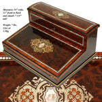 Exq! Antique French Napoleon III Era 12.5" Writer's Chest, Box, Lap Desk or Ecritoire, Boulle