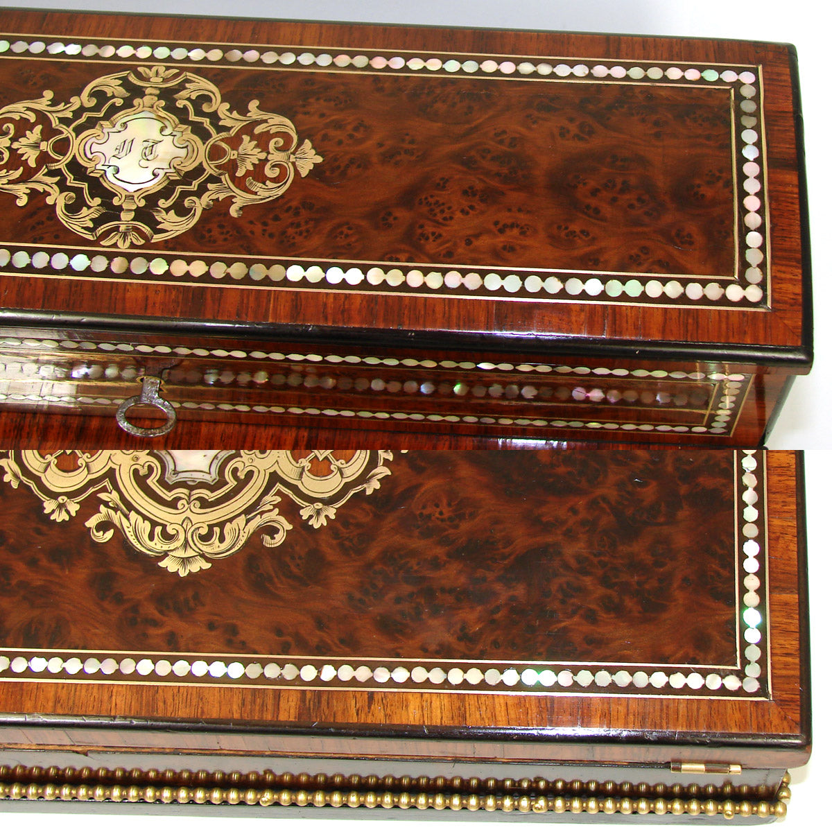 Exq! Antique French Napoleon III Era 12.5" Writer's Chest, Box, Lap Desk or Ecritoire, Boulle