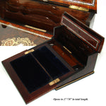 Exq! Antique French Napoleon III Era 12.5" Writer's Chest, Box, Lap Desk or Ecritoire, Boulle