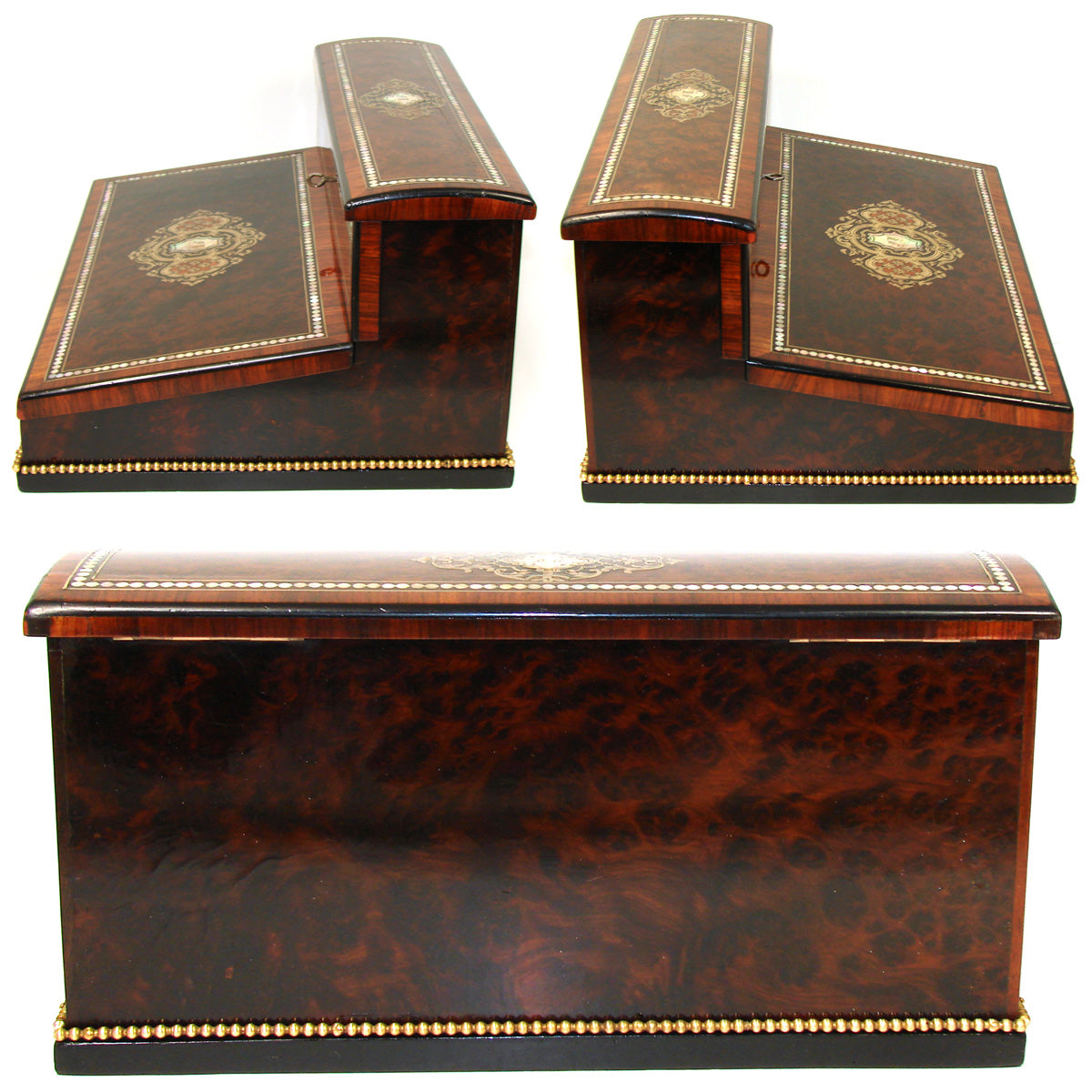 Exq! Antique French Napoleon III Era 12.5" Writer's Chest, Box, Lap Desk or Ecritoire, Boulle