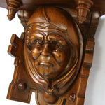 Fab Antique French Victorian Carved 18.5" Wall or Bracket Shelf, Hooded Monk Figure