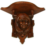 Fab Antique French Victorian Carved 18.5" Wall or Bracket Shelf, Hooded Monk Figure