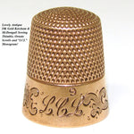 Lovely Antique Ketcham & McDougall 10k Gold Sewing Thimble, "L.C.L." Monogram