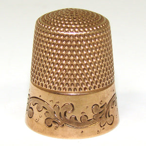 Lovely Antique Ketcham & McDougall 10k Gold Sewing Thimble, "L.C.L." Monogram