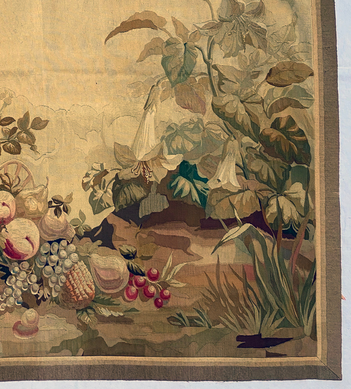 Antique 19th c. French Aubusson or Gobelin Wall Hanging 67" x 66" Tapestry, Floral, Fruit