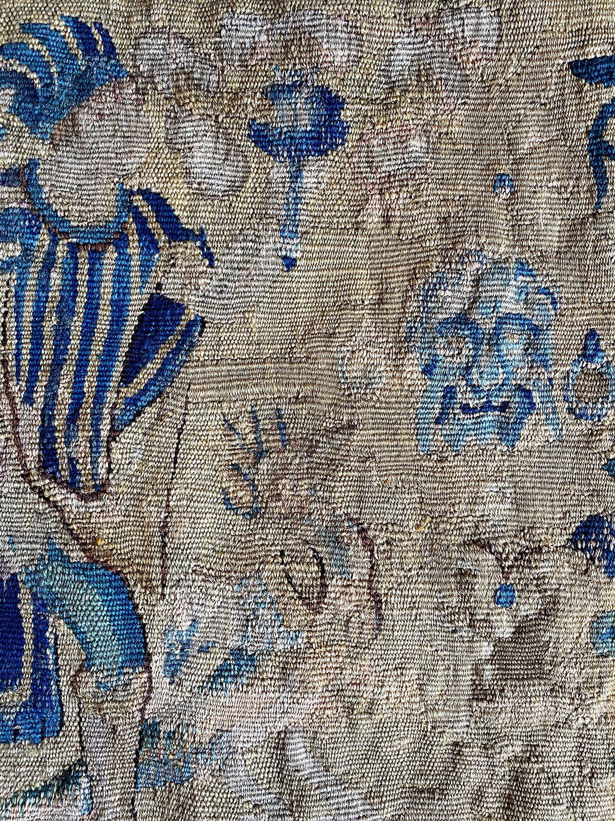 Antique Aubusson Tapestry Panel, c.1700s, a Court Jester and Dragon for Pillow Top Project