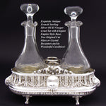 Antique French Napoleon III Era Sterling Silver Oil & Vinegar Cruet Stand, Empire Style