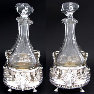 Antique French Napoleon III Era Sterling Silver Oil & Vinegar Cruet Stand, Empire Style