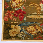 HUGE Antique 65" x 56" Victorian Needlepoint Wall Hanging, Florals and Horse, Lady on Side Saddle