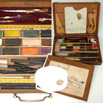 Antique French Painter's Box, Loads of Tools, Bourgeois Aine Water Color Cakes