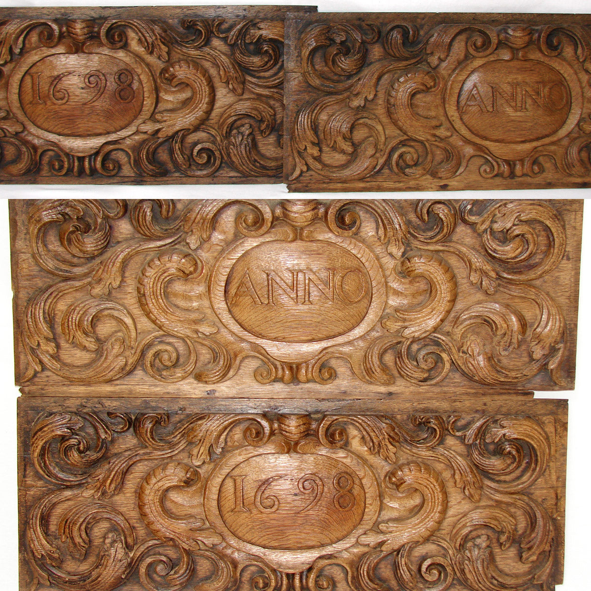 Fab Antique Italian Renaissance Style Carved Oak 28.75" Panels, Architectural Salvage c.1698