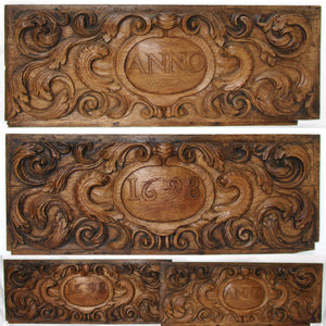 Fab Antique Italian Renaissance Style Carved Oak 28.75" Panels, Architectural Salvage c.1698