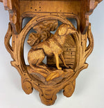 Antique HC Swiss Black Forest Carved Dog, Small Wall Shelf, Bracket Shelf