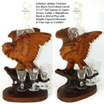 Rare Antique Black Forest Carved Eagle, Hawk, a Liqueur Stand or Tantalus with Decanter & Cordials