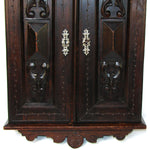 Lg Antique Victorian Era Carved Walnut 23" Wall Cabinet, Specimen or Medicine Chest