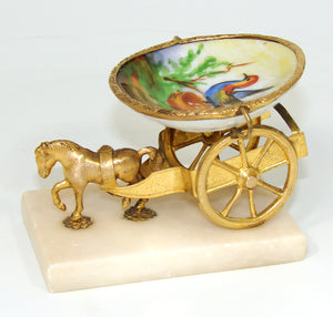 Antique French Palais Royal Vide Poche, Jewelry or Trinket Dish, Horse Drawn Cart