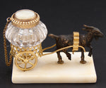 Antique French Napoleon III Palais Royal Inkwell, a Goat Cart with Ribbed Pot