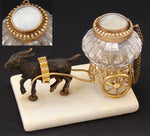 Antique French Napoleon III Palais Royal Inkwell, a Goat Cart with Ribbed Pot