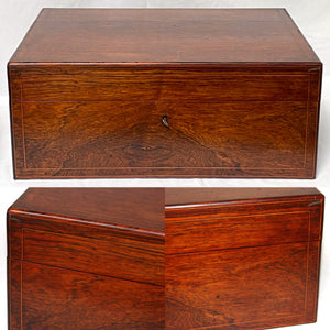 Large Antique French Napoleon III Era 22" Cashmere Chest, Box, Rosewood with Burled Interior