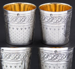 Gorgeous PAIR Antique French Sterling Silver Liqueur or Aperitif Cups, Ornate