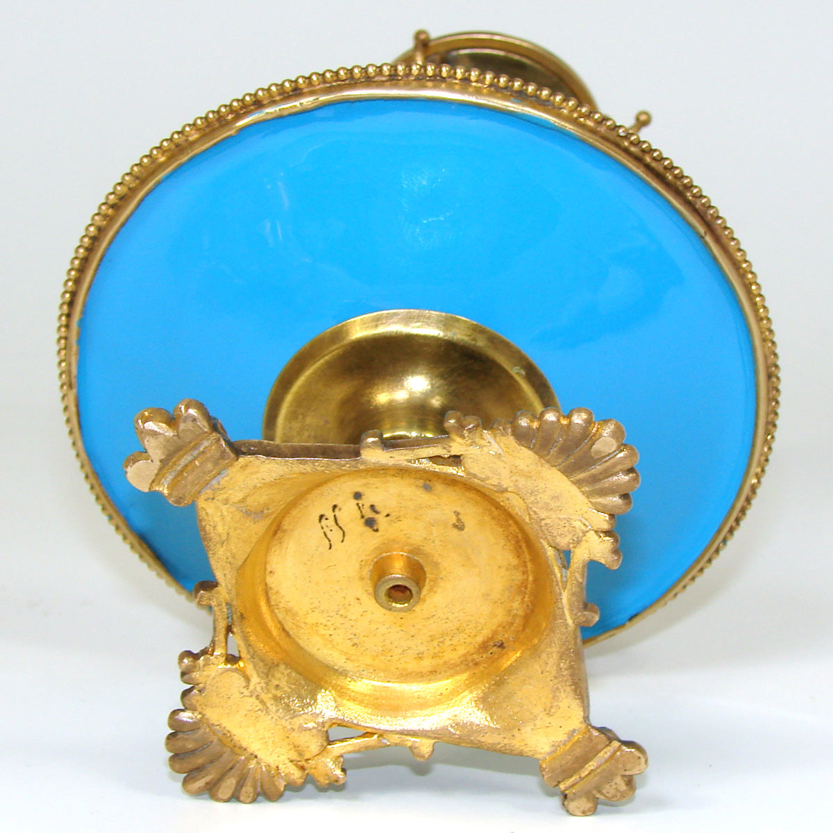 Rare Antique French Barbedienne? Kiln-fired Enamel & Gilt Bronze Ring Tree, Vide Poche Jewelry Stand, Cherub or Putti