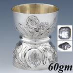 Lovely Antique French Puiforcat Sterling Silver Egg Cup, Art Nouveau Floral