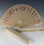 Antique c.1870 French Hand Fan, MOP, Sequins, 22cm GOOSSENS Frére & Soœur, 32, ave de l'Opera, PARIS