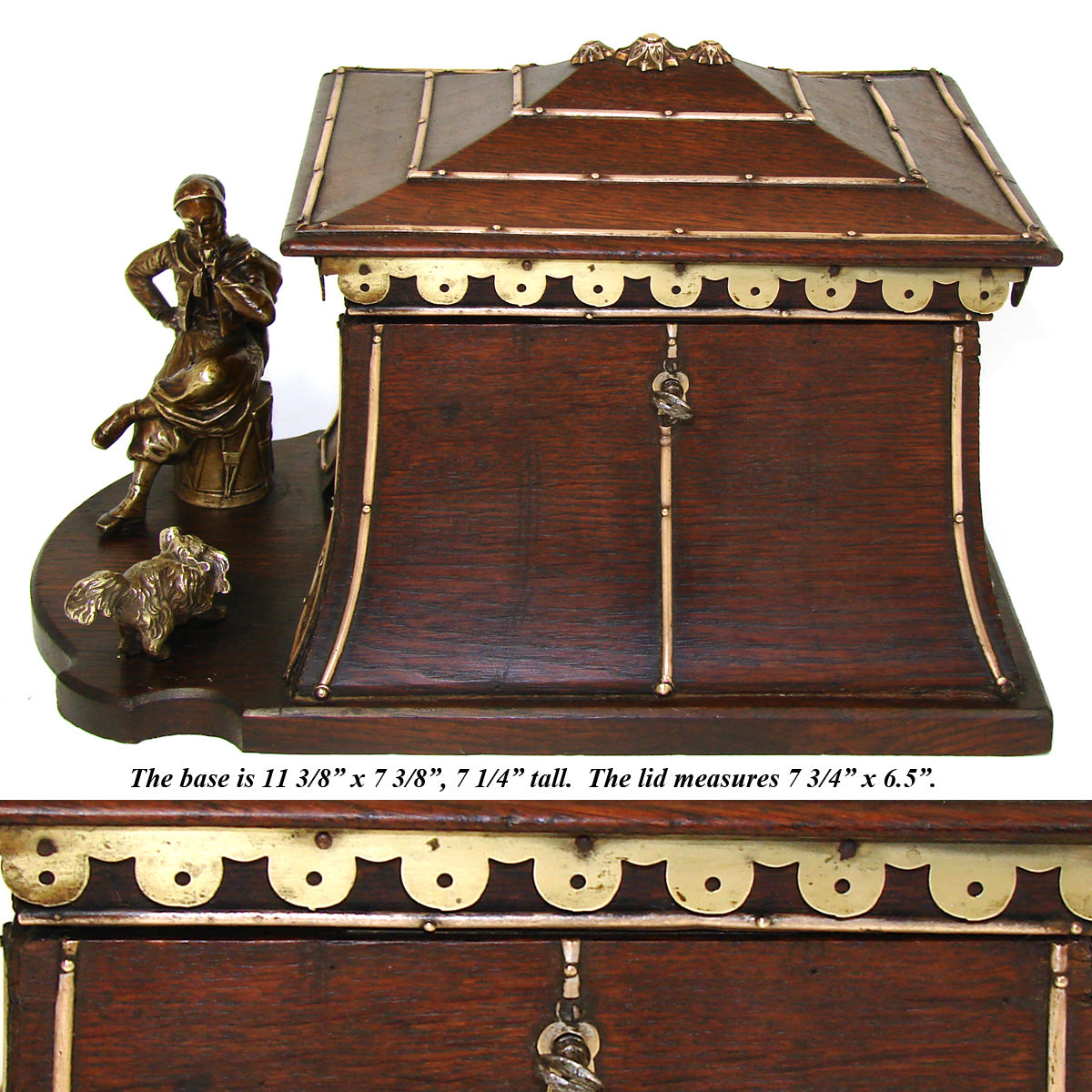 Rare Antique French Empire Revival Cigar Tantalus or Presenter, Box with Blackamoor & Dog