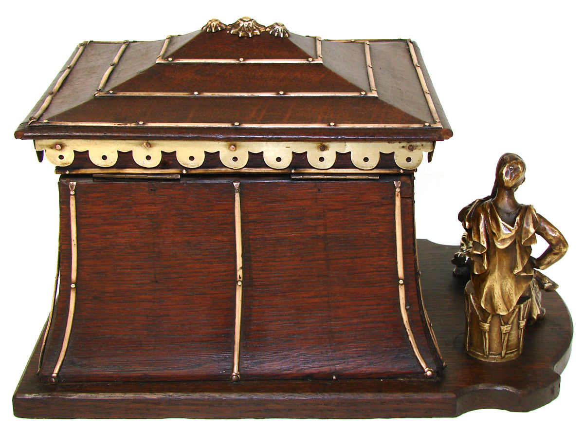 Rare Antique French Empire Revival Cigar Tantalus or Presenter, Box with Blackamoor & Dog