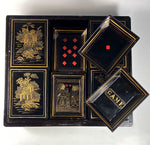 Antique Edwardian Era Orientalist Game Gaming Chest, Mother of Pearl Chips, Cards, Trays