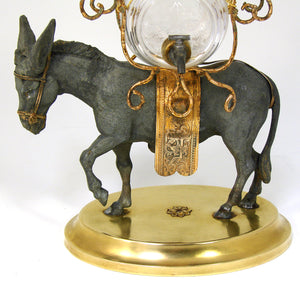 Antique French Napoleon III Liqueur Stand, Caddy or Tantalus, Barrel & Cups: Mule Figural Stand