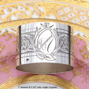 Antique French Puiforcat Sterling Silver 2" Napkin Ring, Ornate Foliate Pattern, "Raymond"