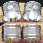 Gorgeous Antique French Sterling Silver Napkin Ring PAIR, "His & Her" Style Monograms