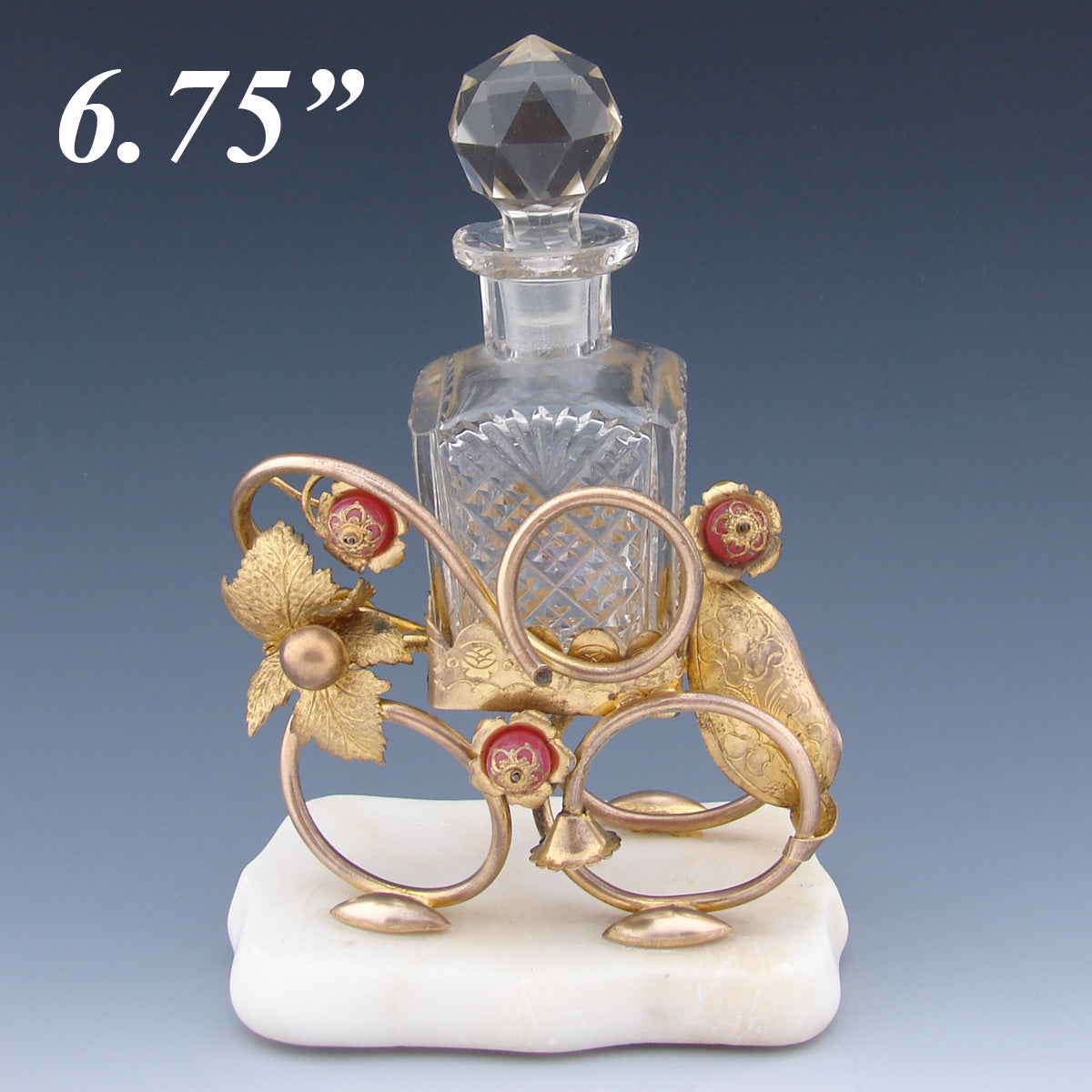 Antique French Napoleon III Palais Royal Style Perfume Stand, Alabaster & Gilt Ormolu, Jeweled