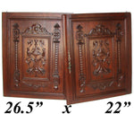 LG 26.5" Antique Victorian Carved Solid Oak Cabinet or Furniture Door PAIR