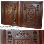 LG 26.5" Antique Victorian Carved Solid Oak Cabinet or Furniture Door PAIR