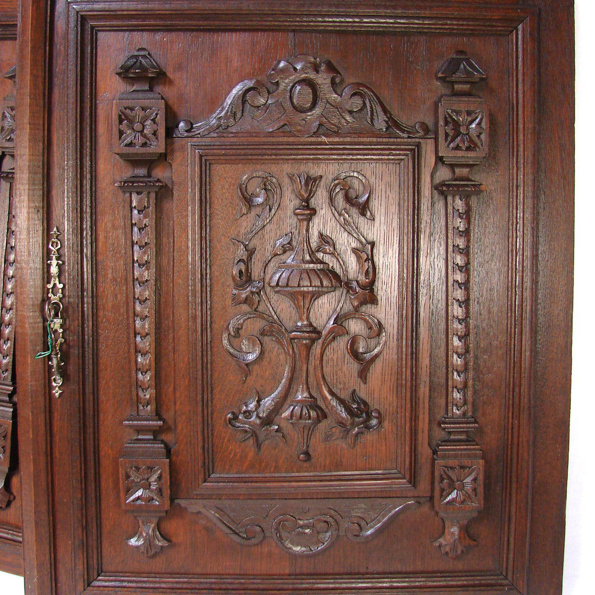 LG 26.5" Antique Victorian Carved Solid Oak Cabinet or Furniture Door PAIR