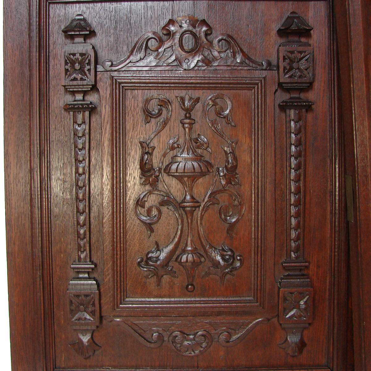 LG 26.5" Antique Victorian Carved Solid Oak Cabinet or Furniture Door PAIR