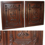 LG 26.5" Antique Victorian Carved Solid Oak Cabinet or Furniture Door PAIR